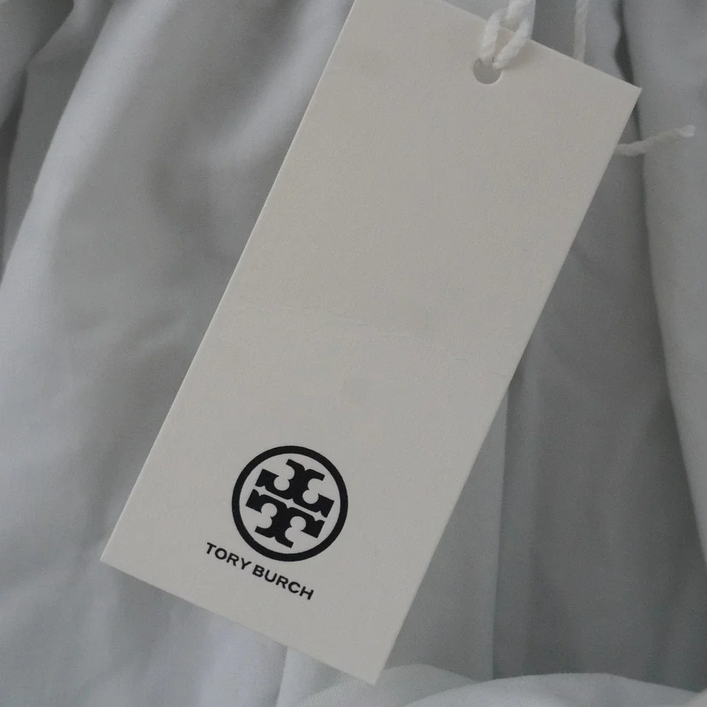 NWT Tory Burch Maxi Skirt Womens L White Beaded Drawstring Cotton Relaxed